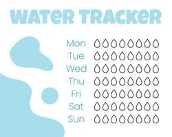 Water tracker vector template. . drinking water checklist. Water tracker with ice. vector illustration. Doodle style.