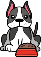 bulldog francés dibujado a mano con ilustración de comida en estilo garabato png