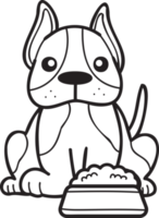 Hand Drawn French bulldog with food illustration in doodle style png