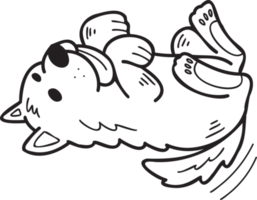 illustration de chien samoyède endormi dessiné à la main dans un style doodle png