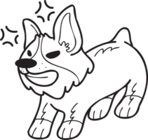 illustration de chien corgi en colère dessiné à la main dans un style doodle png
