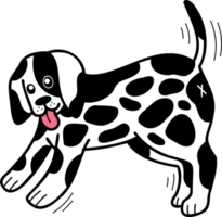 Hand Drawn Dalmatian Dog walking illustration in doodle style png