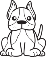 bulldog francés dibujado a mano sentado esperando la ilustración del propietario en estilo garabato png