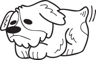 el perro corgi dibujado a mano es una ilustración triste en estilo garabato png