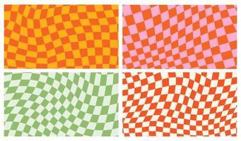 Groovy retro pattern background in psychedelic checkered backdrop style. A chessboard in a minimalist abstract design with a 60s 70s aesthetic vibe. hippie style y2k. funky print vector illustration