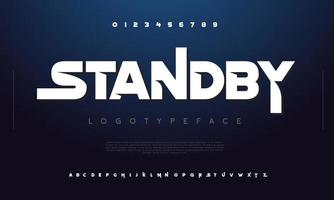 Urban standby trendy font typeface. Simple futuristic digital typography vector