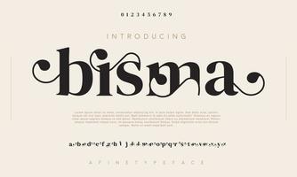 swash bisma vintage alfabeto creativo. tipografía de fuente serif de lujo vector