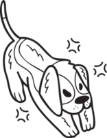 illustration de chien beagle en colère dessiné à la main dans un style doodle png