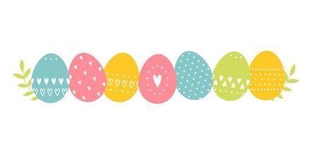 Easter painted eggs set, simple drawings, flat design vector