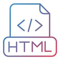 icono de degradado de línea de archivo html vector