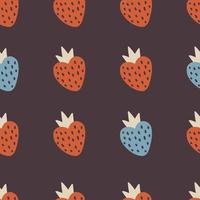 cute hand drawn pattern with red and blue hearts vector