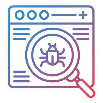 icono de gradiente de línea de error del sitio web vector