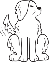 illustration de chien golden retriever en colère dessiné à la main dans un style doodle png