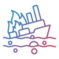 Burning Ship Line Gradient Icon vector