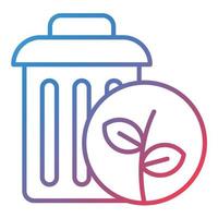 icono de gradiente de línea de basura de planta vector