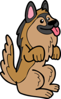 Hand Drawn German Shepherd Dog begging owner illustration in doodle style png