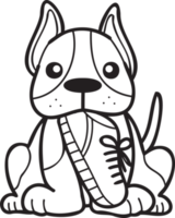 Hand Drawn French bulldog holding shoes illustration in doodle style png