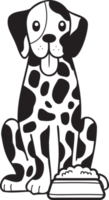 chien dalmatien dessiné à la main avec illustration de nourriture dans un style doodle png