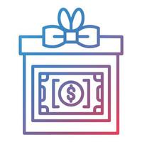 icono de gradiente de línea de regalo de dinero vector