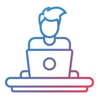 Man Working at Home Line Gradient Icon vector