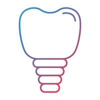 Tooth Implant Line Gradient Icon vector
