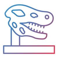 icono de gradiente de línea fósil de dinosaurio vector