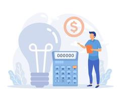 ilustración de sostenibilidad. consumo de energía en el hogar. personajes usando dispositivos de bajo consumo, pagando menos y ahorrando dinero. ilustración moderna de vector plano