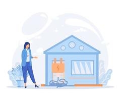 Sustainability illustration. Energy consumption in household. Characters using energy efficient devices, paying less and saving money. flat vector modern illustration