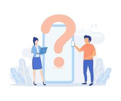 Customer support illustration set. Characters using online helpdesk platform. People asking a questions and receiving answers from helpdesk operator or chatbot. flat vector modern illustration