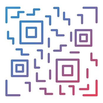 icono de gradiente de línea de código qr vector