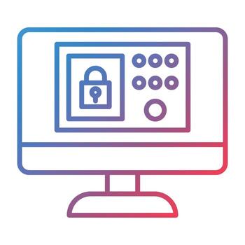 icono de gradiente de línea del sistema de seguridad vector