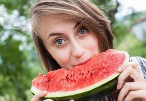 woman and watermelon photo