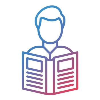 Man Reading Book Line Gradient Icon vector