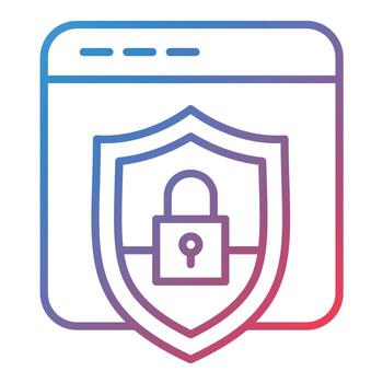 icono de gradiente de línea de seguridad del sitio web vector