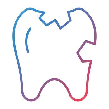 icono de gradiente de línea de diente roto vector