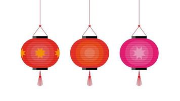 set of chinese lantern decoration suitable for lunar new year, lantern festival and etc vector