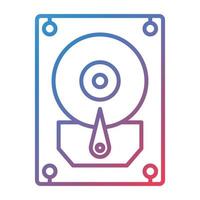 icono de gradiente de línea de disco duro vector