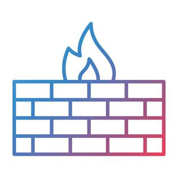 icono de gradiente de línea de cortafuegos vector