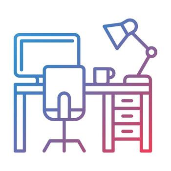 Work Table Line Gradient Icon vector