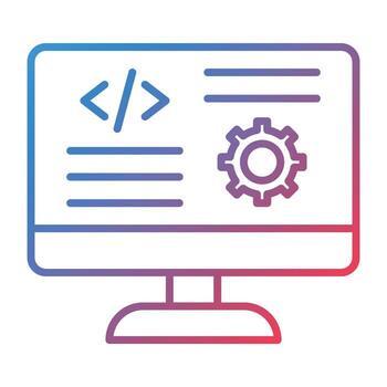 icono de gradiente de línea de configuración de código vector