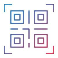 icono de gradiente de línea de código qr vector