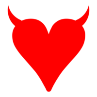 corazón con elemento de diseño de cuernos sobre fondo transparente png