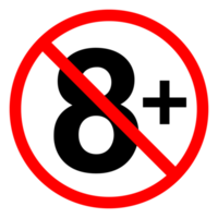 Age Ratting Sign Not Suitable for Children under 8 on Transparent Background png