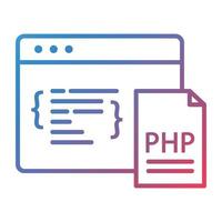 icono de gradiente de línea de codificación php vector