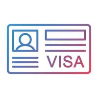 icono de gradiente de línea de visa vector