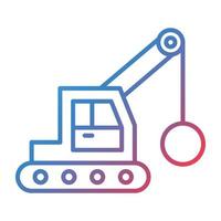 Demolition Crane Line Gradient Icon vector