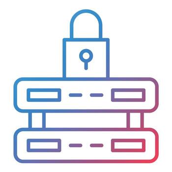 Server Locked Line Gradient Icon vector