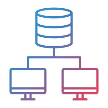icono de gradiente de línea de red de base de datos vector