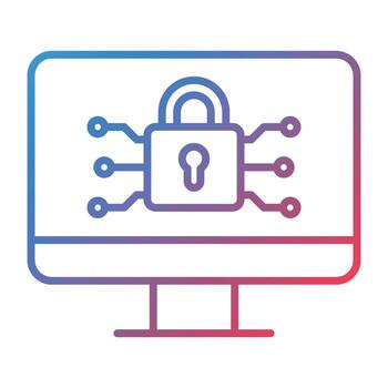 icono de gradiente de línea de seguridad cibernética vector