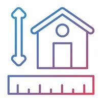 House Measurement Line Gradient Icon vector